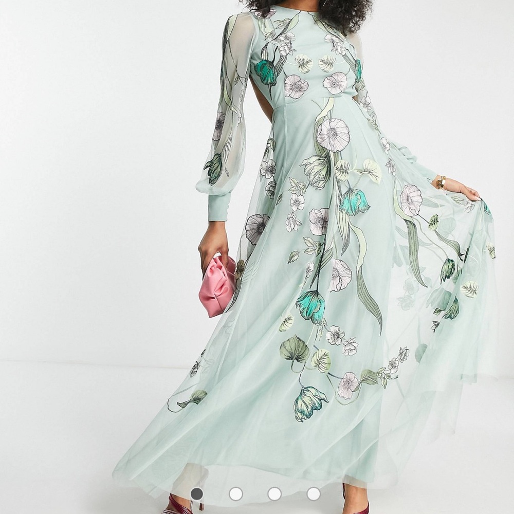 ASOS Mint Green Floral Maxi Dress